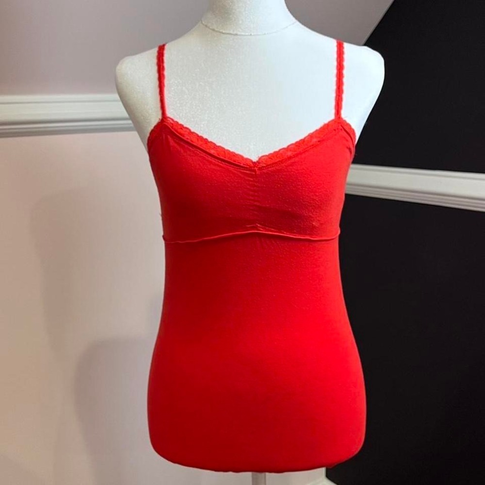 ⭐y2k red baby‎ doll lace trim tank medium